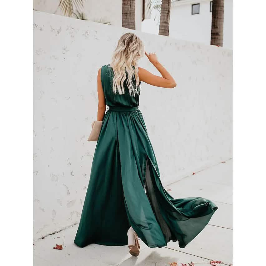 Women's Solid Color Slit Tie Maxi Dress DailySale
