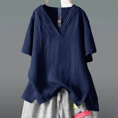 Women's Solid Half Sleeve V Neck Shirt Top DailySale
