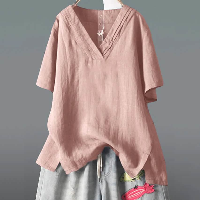 Women's Solid Half Sleeve V Neck Shirt Top DailySale