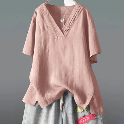 Women's Solid Half Sleeve V Neck Shirt Top DailySale