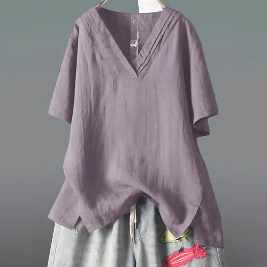 Women's Solid Half Sleeve V Neck Shirt Top DailySale