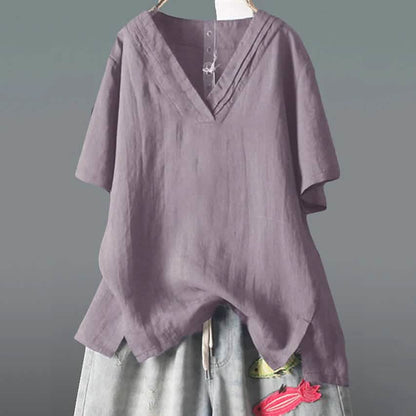 Women's Solid Half Sleeve V Neck Shirt Top DailySale