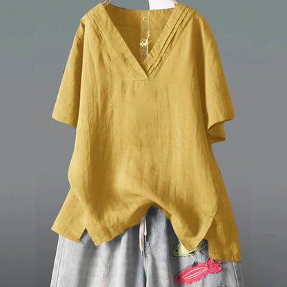 Women's Solid Half Sleeve V Neck Shirt Top DailySale