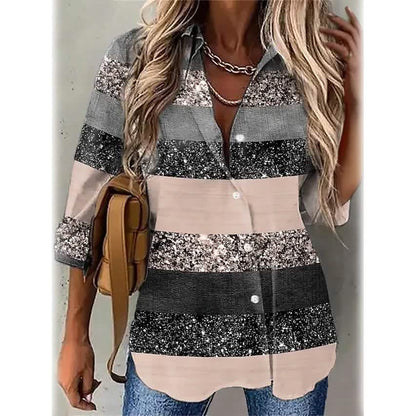 Women's Striped Casual Long Sleeve Shirt DailySale
