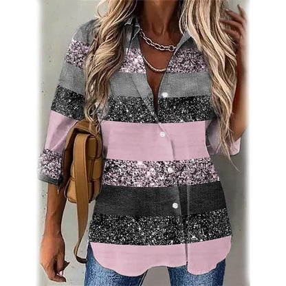 Women's Striped Casual Long Sleeve Shirt DailySale