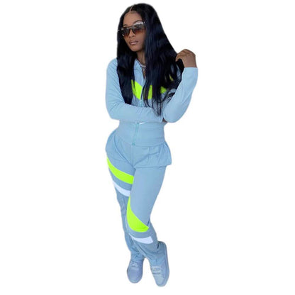 Women's Striped Patchwork Casual Two-Piece Suit DailySale