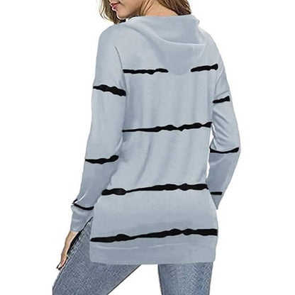 Women's Striped Printed Long Sleeve Drawstring Pullover Hoodie DailySale