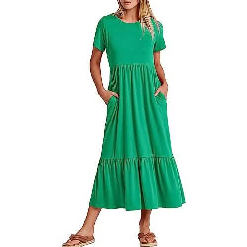 Women's Summer Casual Short Sleeve Crewneck Swing Dress DailySale