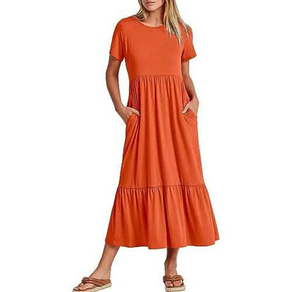Women's Summer Casual Short Sleeve Crewneck Swing Dress DailySale