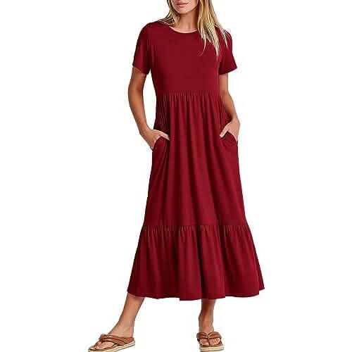 Women's Summer Casual Short Sleeve Crewneck Swing Dress DailySale