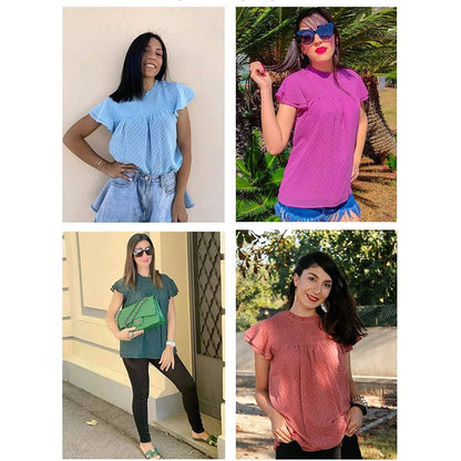 Women's Summer Cute Crewneck Lace Crochet Chiffon Blouse DailySale