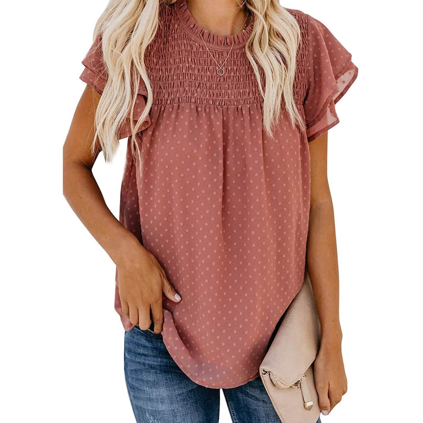 Women's Summer Cute Crewneck Lace Crochet Chiffon Blouse DailySale