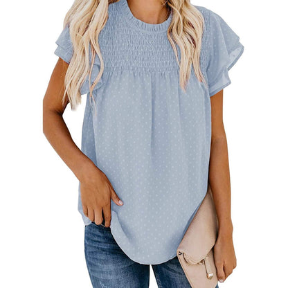 Women's Summer Cute Crewneck Lace Crochet Chiffon Blouse DailySale