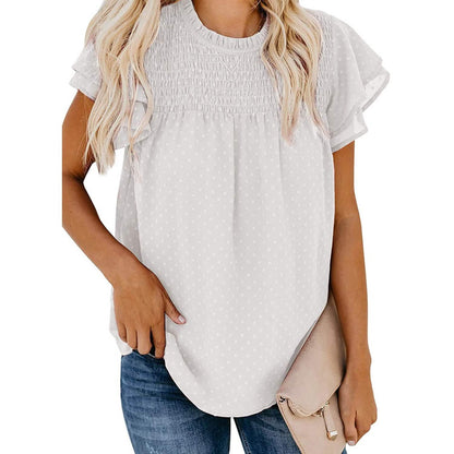 Women's Summer Cute Crewneck Lace Crochet Chiffon Blouse DailySale