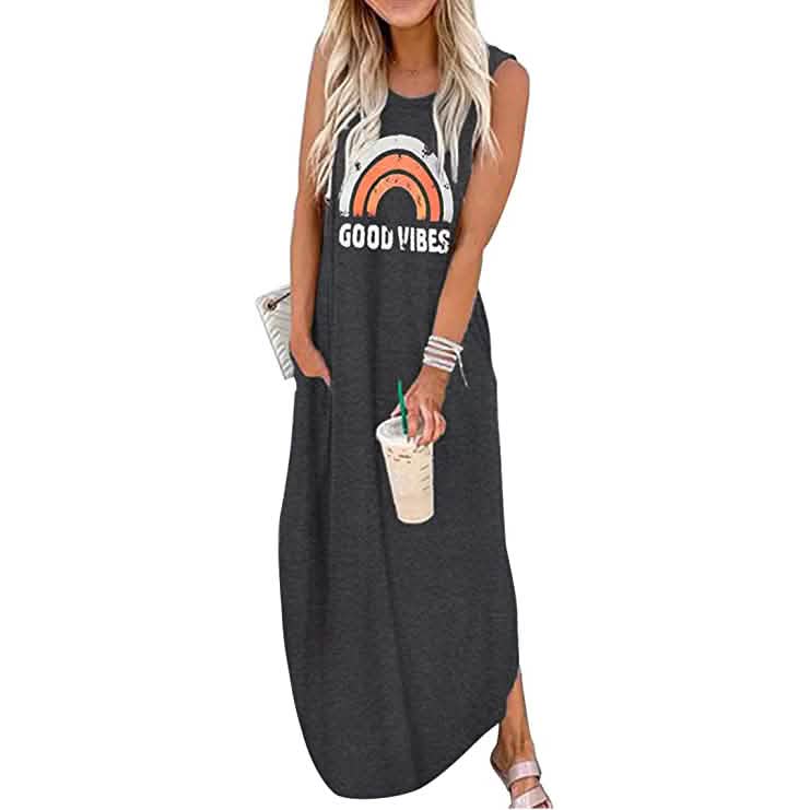 Women's Summer Hawaiian Good Vibes Beach Casual Dress DailySale