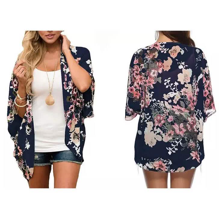 Women's Summer Kimono Cardigan Cover Up in Leopard and Floral DailySale