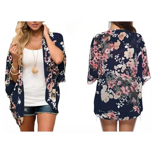 Women's Summer Kimono Cardigan Cover Up in Leopard and Floral DailySale