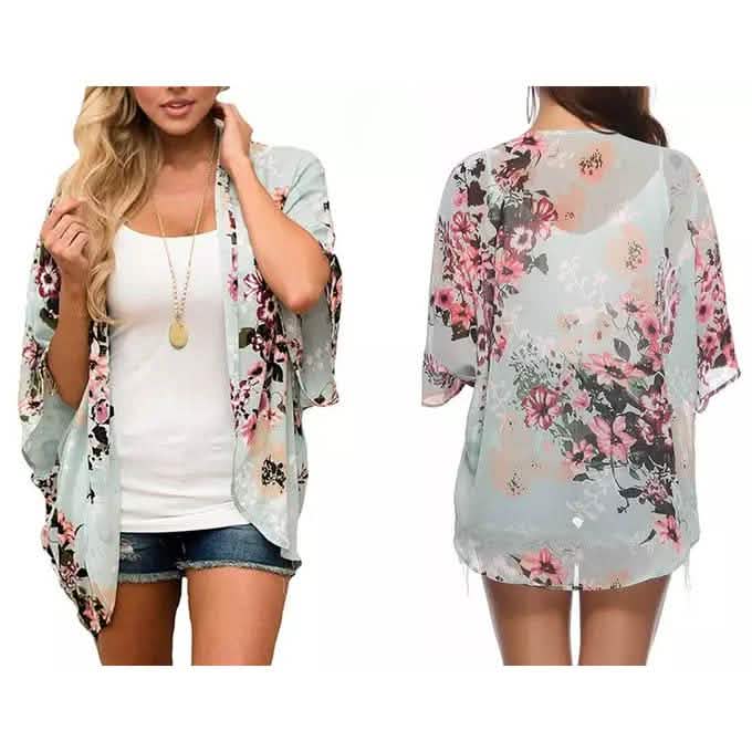 Women's Summer Kimono Cardigan Cover Up in Leopard and Floral DailySale