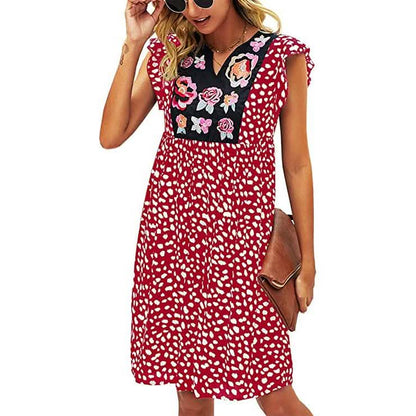 Women's Summer Leopard V Neck Bohemia Dress DailySale