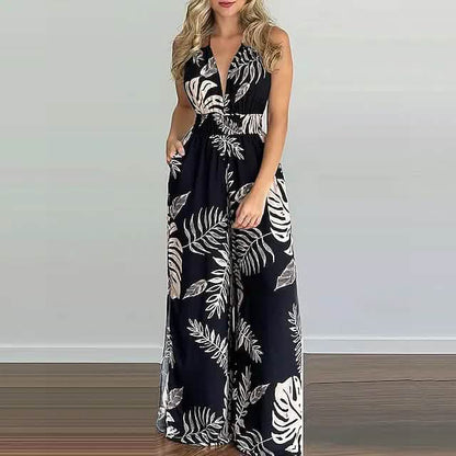 Women's Summer New Digital Printing Colorful Slit Jumpsuit DailySale