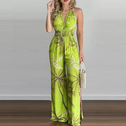Women's Summer New Digital Printing Colorful Slit Jumpsuit DailySale