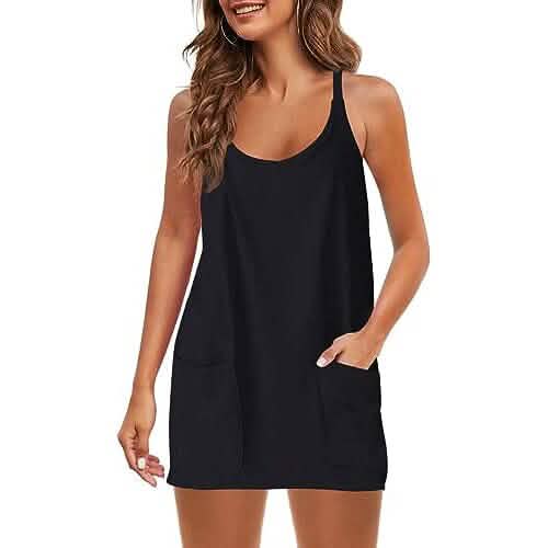 Womens Summer Sleeveless Mini Dress V Neck Spaghetti Strap with Pockets DailySale