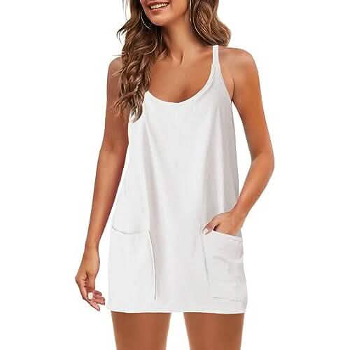 Womens Summer Sleeveless Mini Dress V Neck Spaghetti Strap with Pockets DailySale