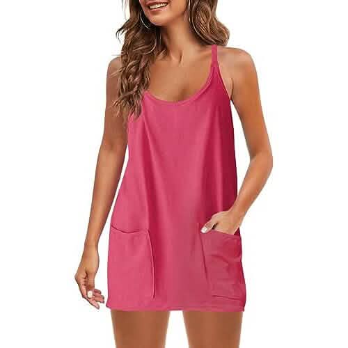 Womens Summer Sleeveless Mini Dress V Neck Spaghetti Strap with Pockets DailySale