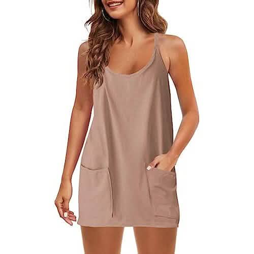 Womens Summer Sleeveless Mini Dress V Neck Spaghetti Strap with Pockets DailySale