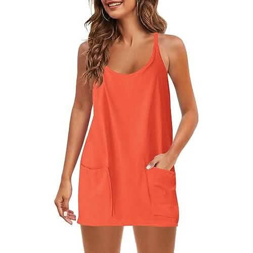 Womens Summer Sleeveless Mini Dress V Neck Spaghetti Strap with Pockets DailySale