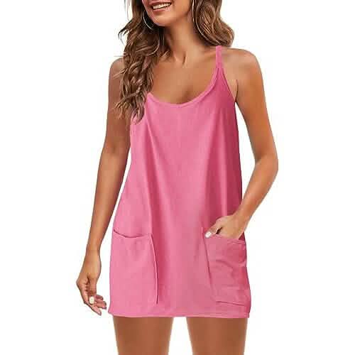 Womens Summer Sleeveless Mini Dress V Neck Spaghetti Strap with Pockets DailySale