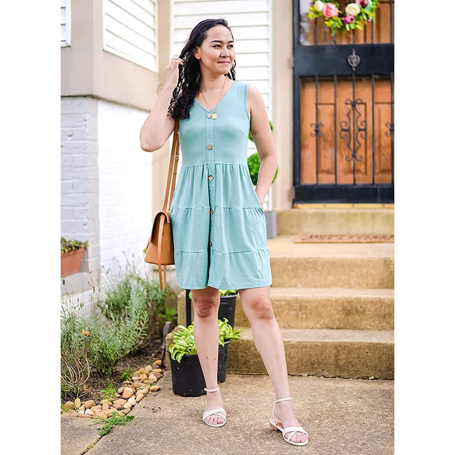 Women's Summer Sleeveless V Neck Dress DailySale