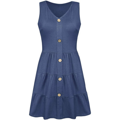 Women's Summer Sleeveless V Neck Dress DailySale