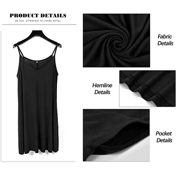 Women's Summer Spaghetti Strap Casual Swing Tank Beach Cover Up Dress with Pockets DailySale