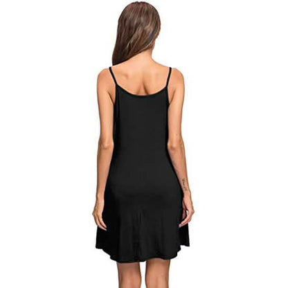 Women's Summer Spaghetti Strap Casual Swing Tank Beach Cover Up Dress with Pockets DailySale
