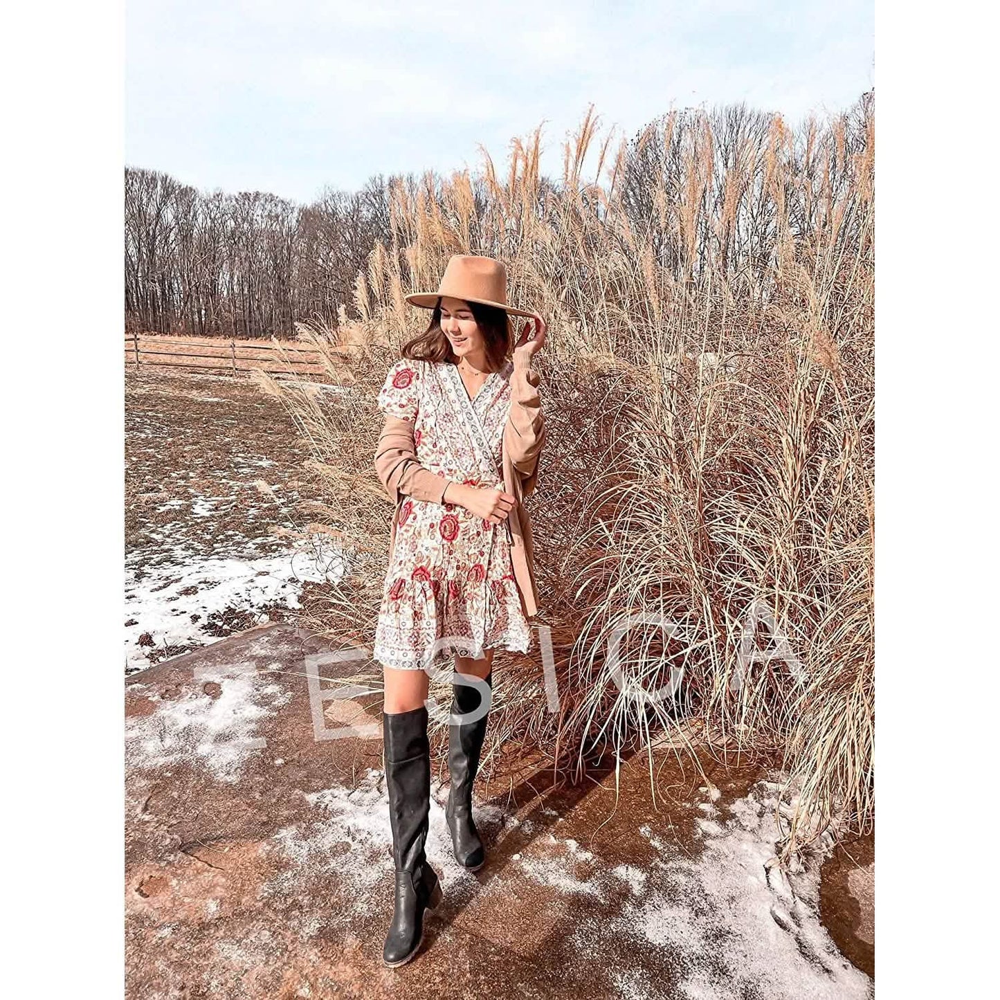 Women's Summer Wrap V Neck Bohemian Floral Print Mini Dress DailySale