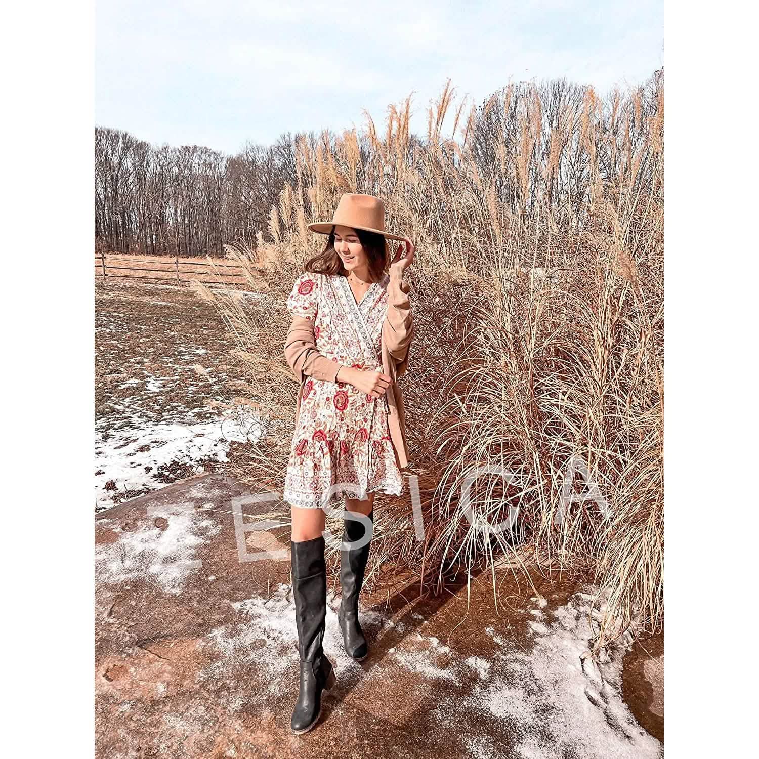 Women's Summer Wrap V Neck Bohemian Floral Print Mini Dress DailySale