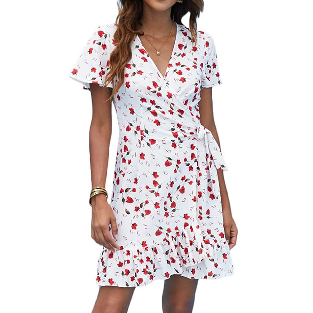 Women's Summer Wrap V Neck Polka Dot Dress DailySale
