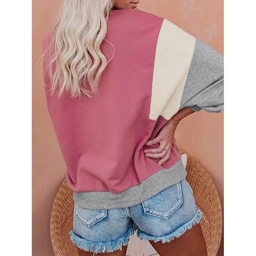 Women's Sweatshirt Pullover Color Block Patchwork DailySale