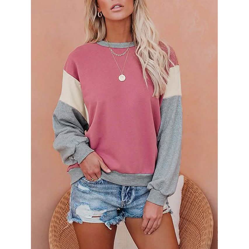 Women's Sweatshirt Pullover Color Block Patchwork DailySale