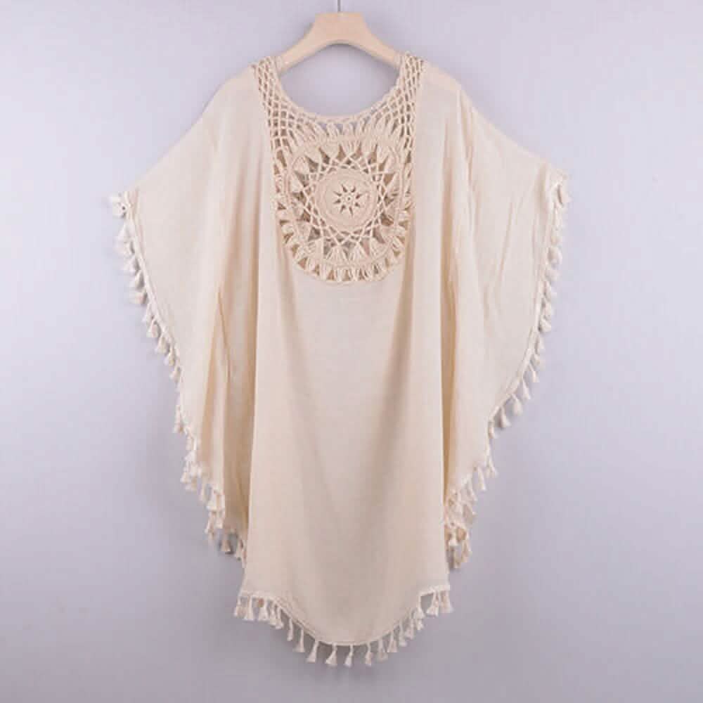 Women's Swimwear Cover Up Beach Dress Tassel Printing Hole DailySale