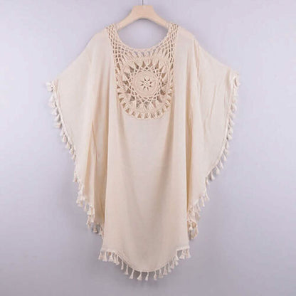 Women's Swimwear Cover Up Beach Dress Tassel Printing Hole DailySale