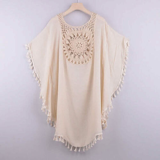 Women's Swimwear Cover Up Beach Dress Tassel Printing Hole DailySale