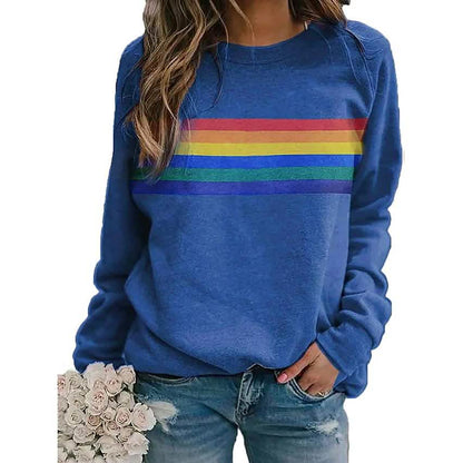 Women's T shirt Rainbow Graphic Long Sleeve Round Neck Tops DailySale