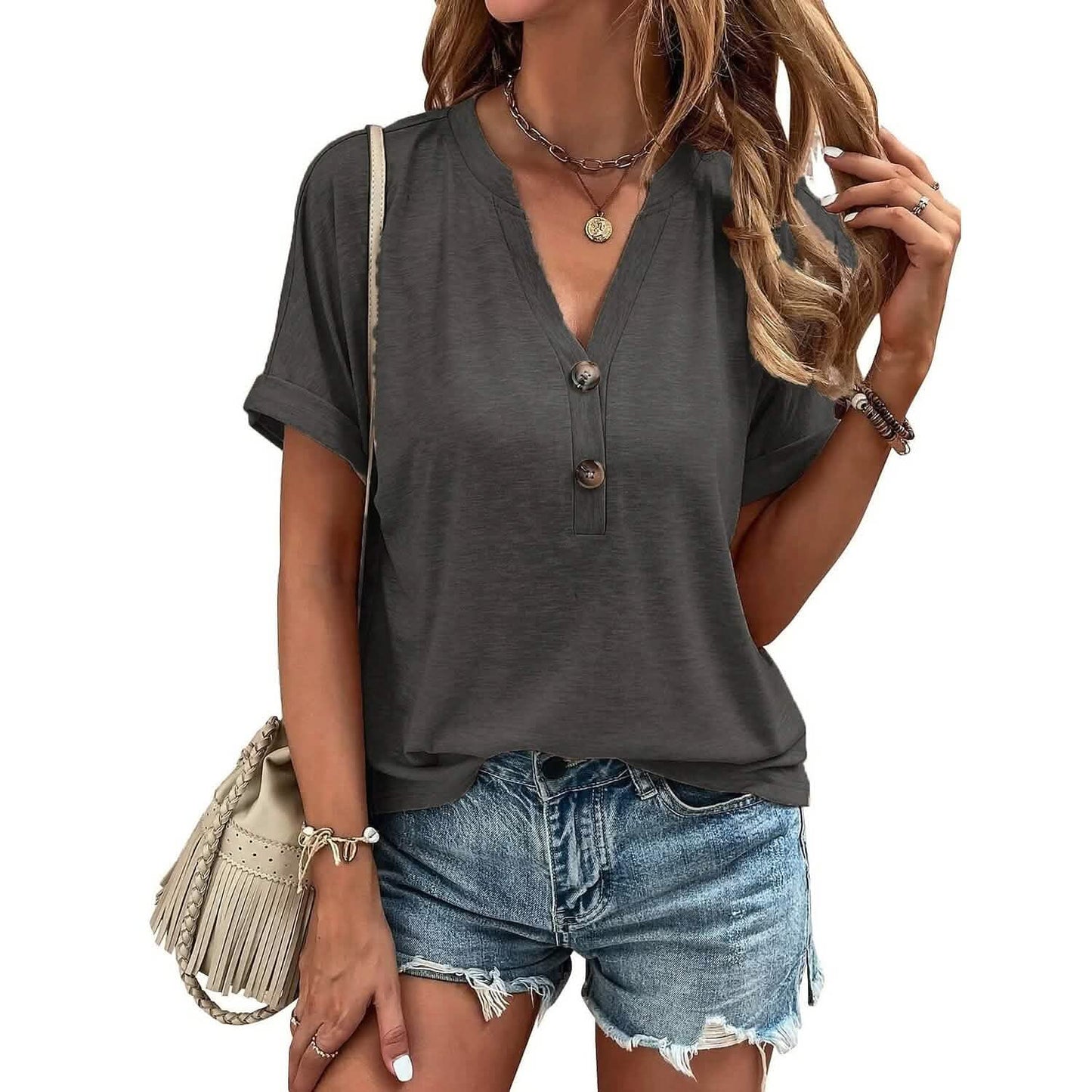 Women's T shirt V Neck DailySale