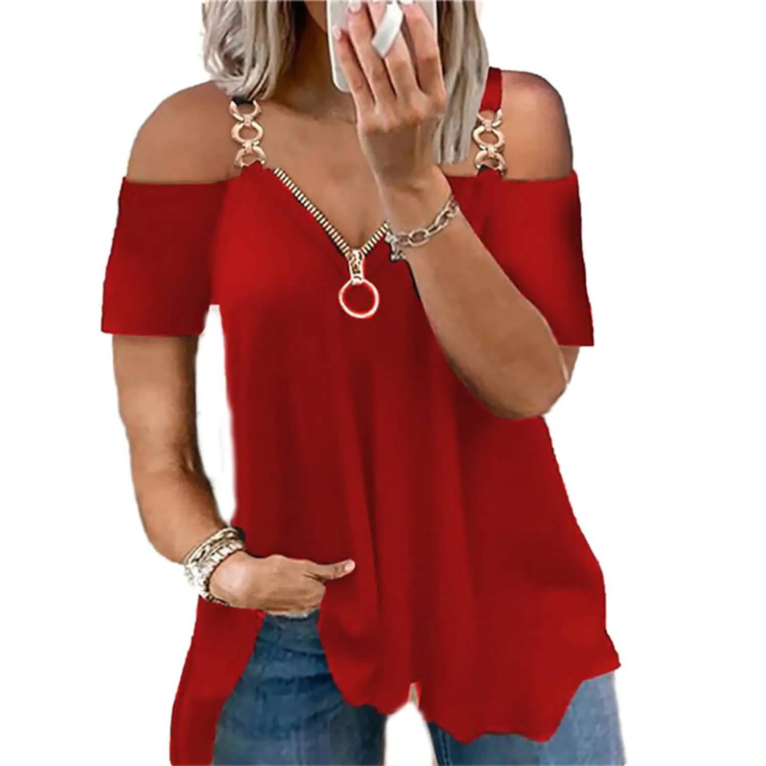 Women's Tailored Zip Crew Neck Plus Size Top DailySale