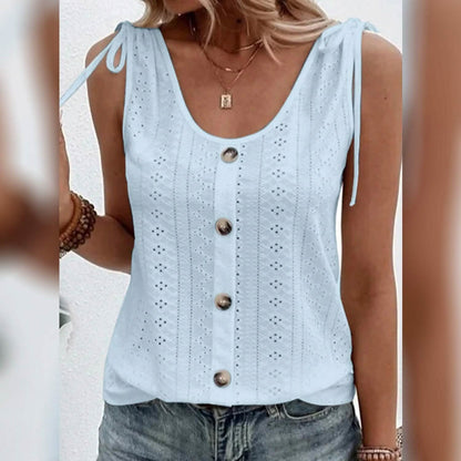 Women's Tank Top Plain Button U Neck DailySale