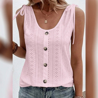 Women's Tank Top Plain Button U Neck DailySale