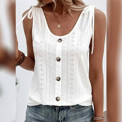 Women's Tank Top Plain Button U Neck DailySale