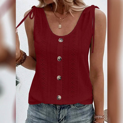 Women's Tank Top Plain Button U Neck DailySale